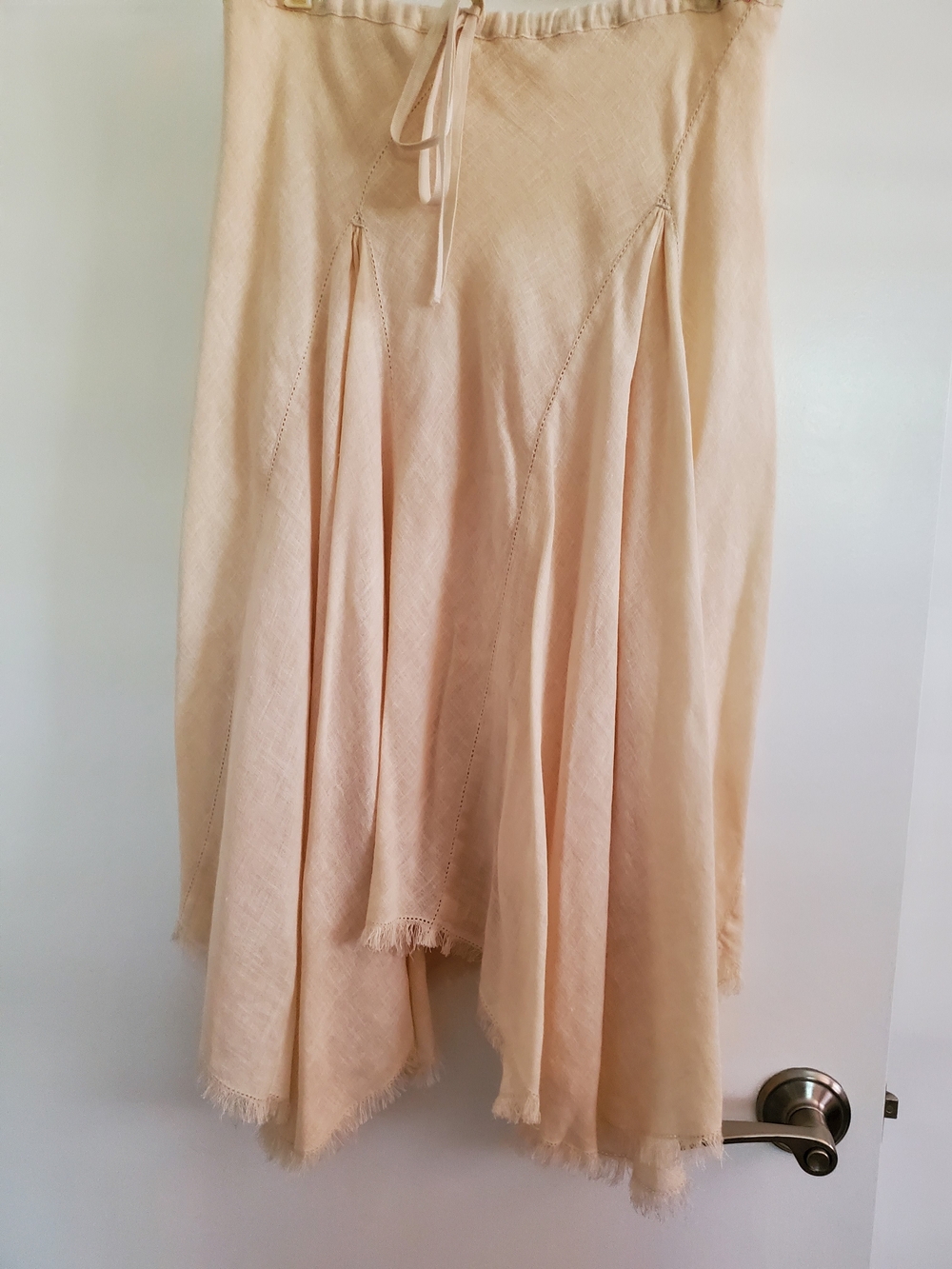Max Studio Cream Asymmetrical Midi Skirt